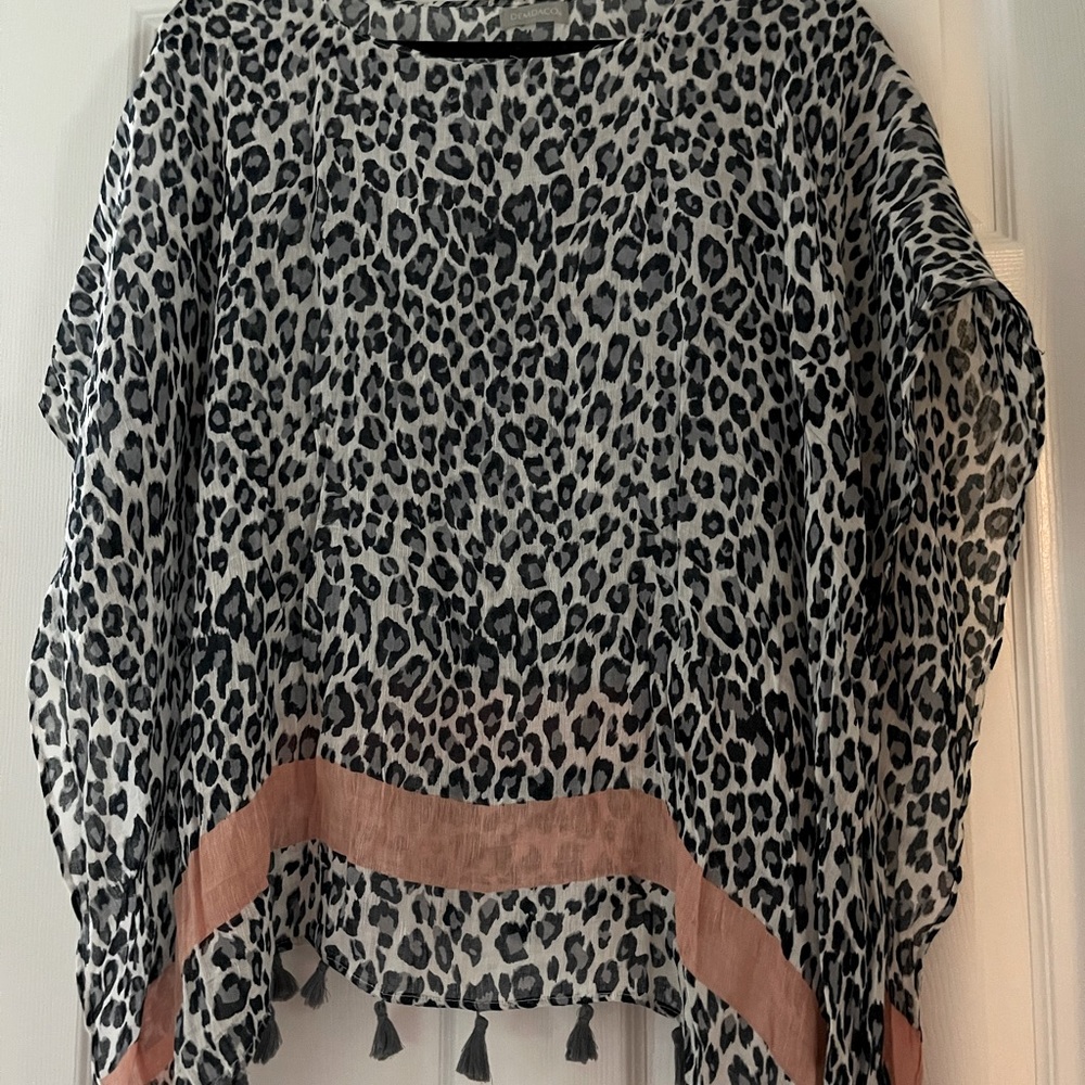 Gray leopard poncho